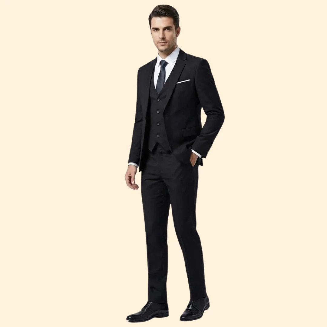 Men’s Three-Piece Suit with Flat-Front Pants - Image 4