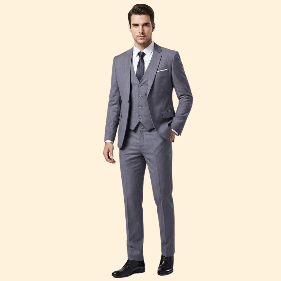 Men’s Three-Piece Suit with Flat-Front Pants - Image 6