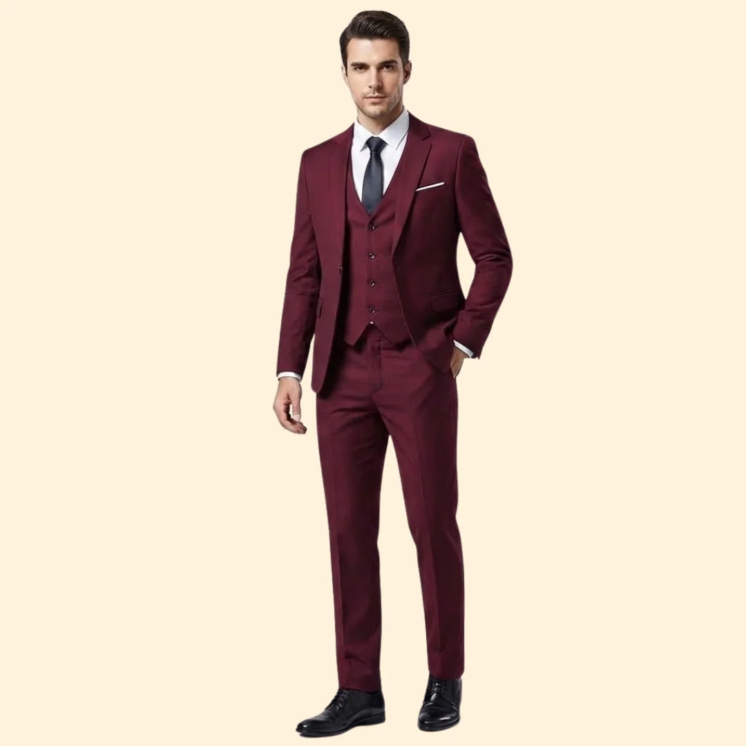 Men’s Three-Piece Suit with Flat-Front Pants - Image 8
