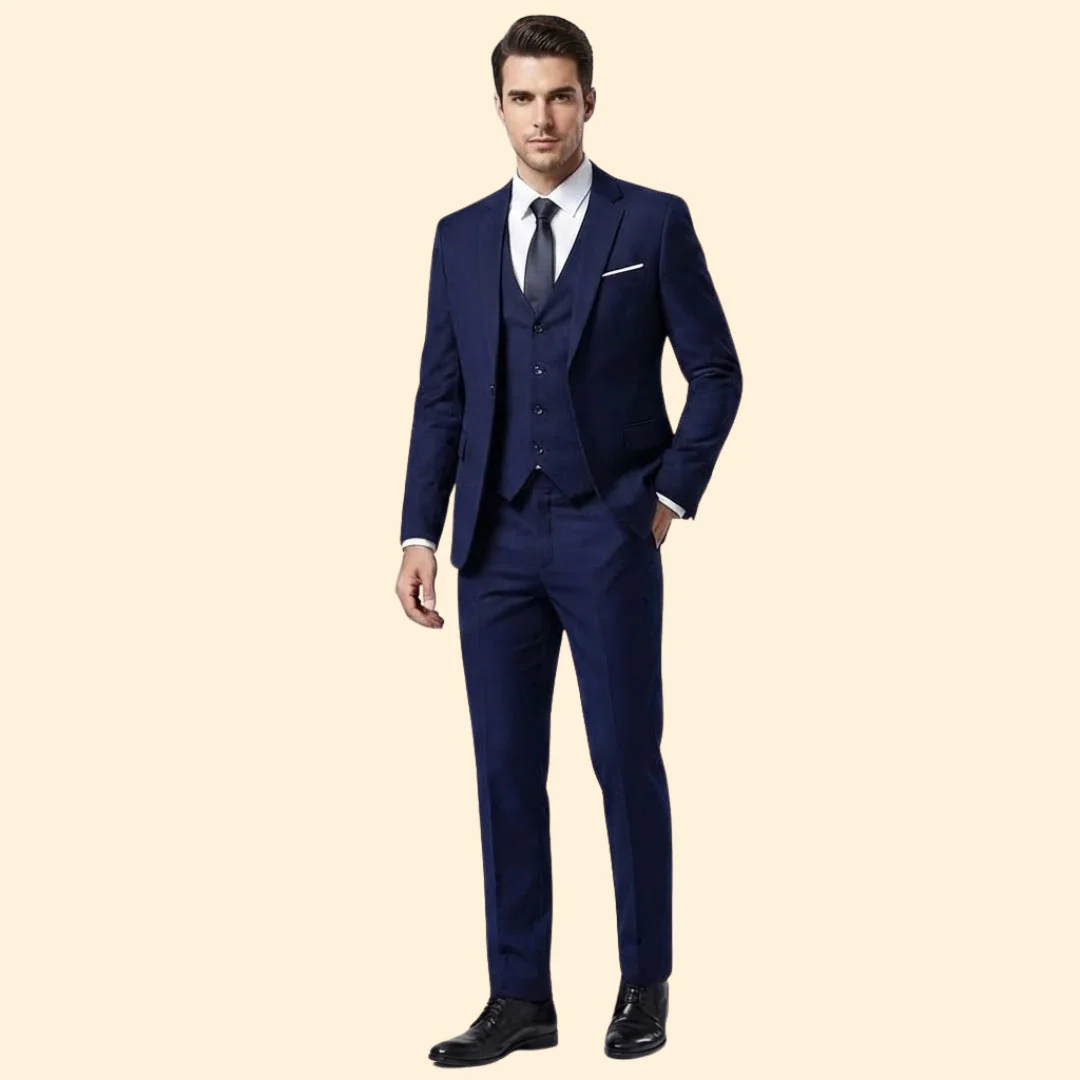 Men’s Three-Piece Suit with Flat-Front Pants - Image 9