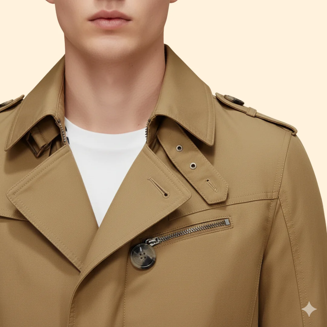 Men’s Trench Coat with Buckled Cuff Design - Image 5