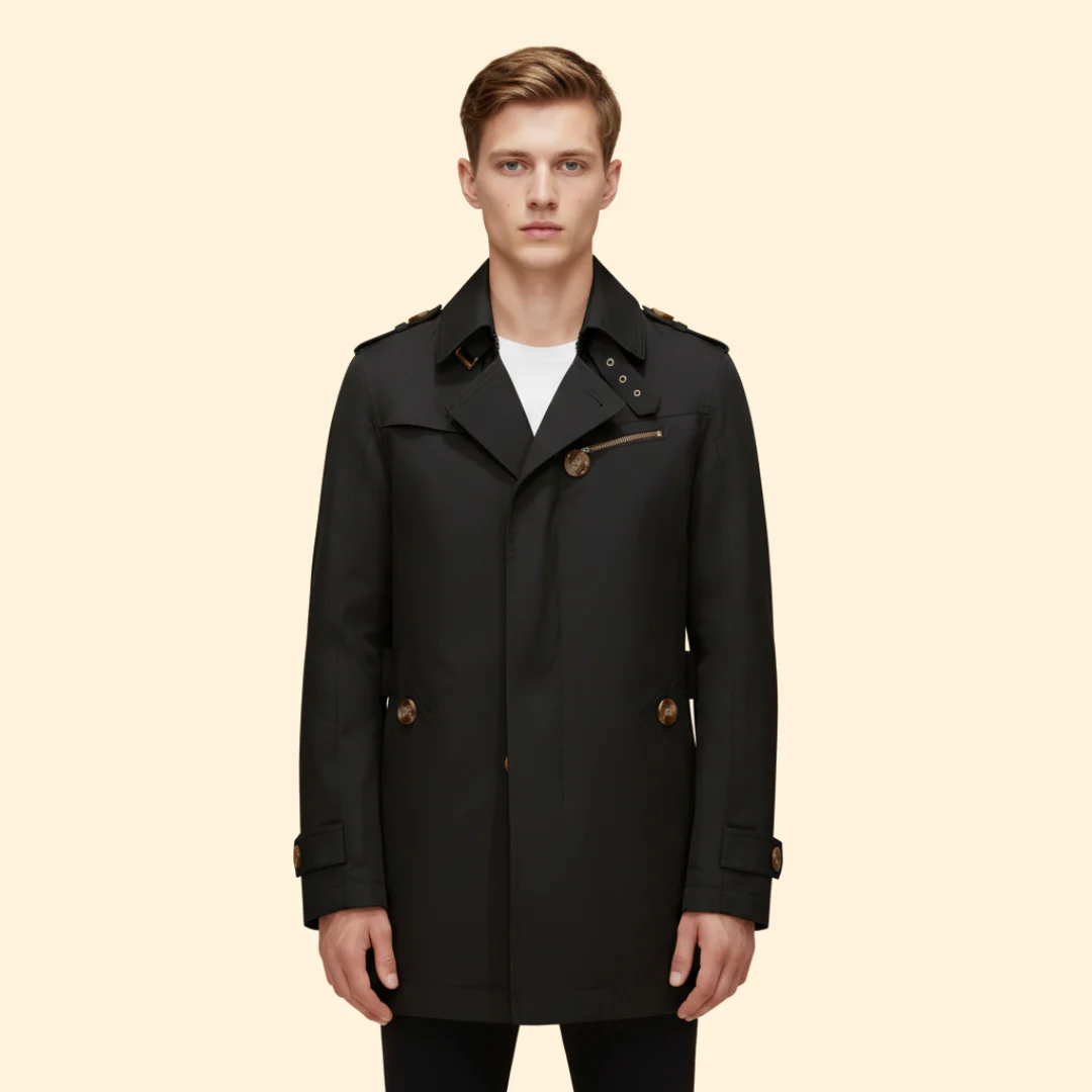 Men’s Trench Coat with Buckled Cuff Design - Image 6