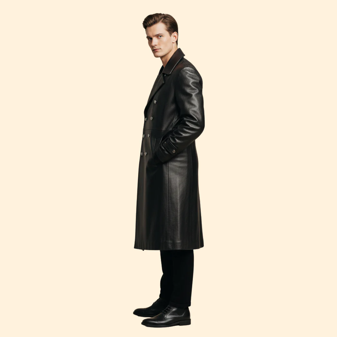 Men’s Trench Coat with Double-Breasted Design - Image 4