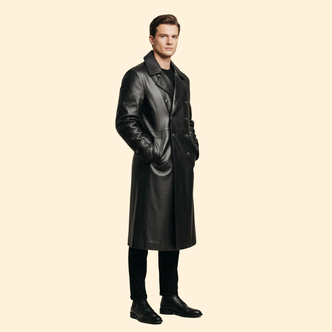 Men’s Trench Coat with Double-Breasted Design - Image 5