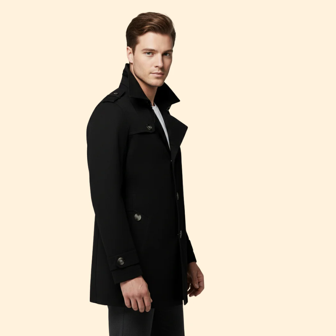 Men’s Trench Coat with Shoulder Straps - Image 3