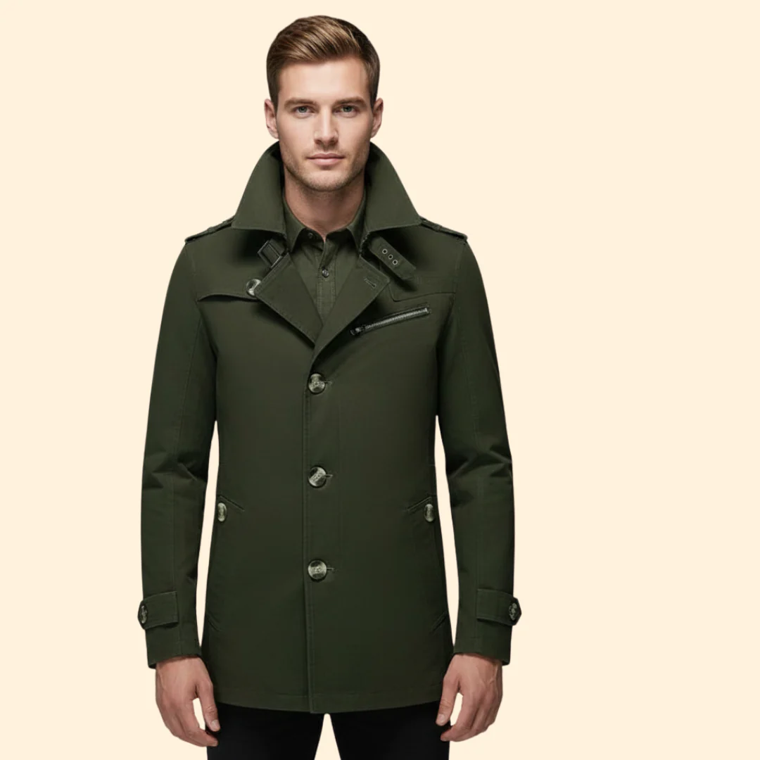 Men’s Trench Coat with Shoulder Straps - Image 5
