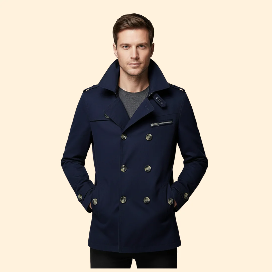 Men’s Trench Coat with Shoulder Straps - Image 6