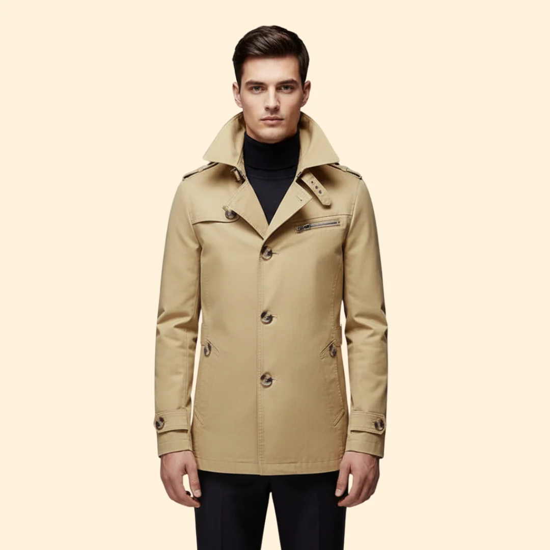 Men’s Trench Coat with Shoulder Straps - Image 7