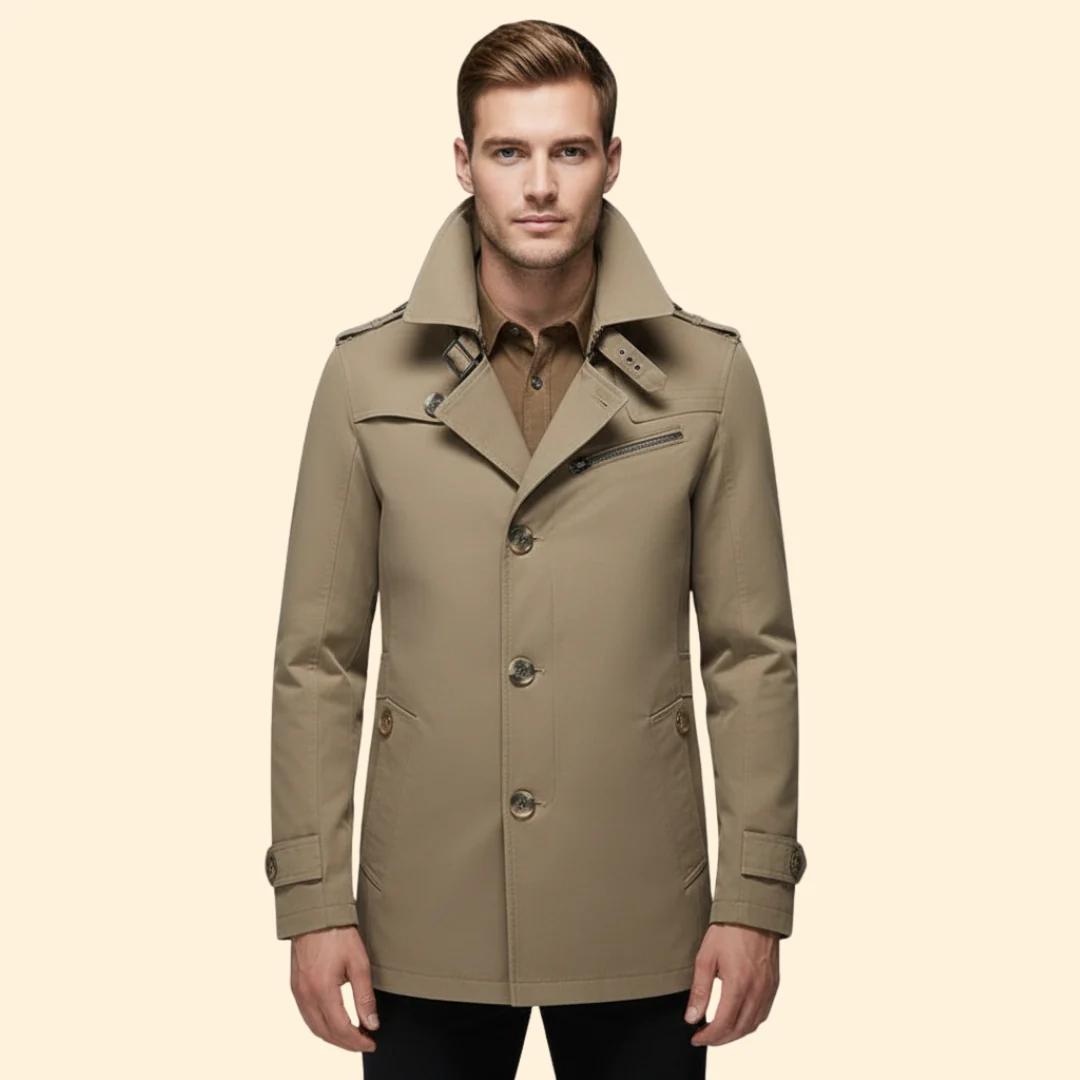 Men’s Trench Coat with Shoulder Straps - Image 8