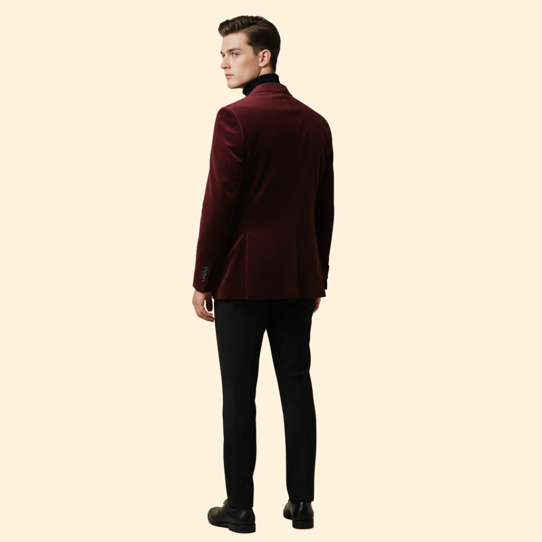 Men’s Velvet Blazer with Single Button Closure - Image 5