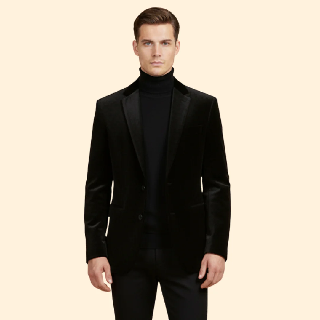 Men’s Velvet Blazer with Single Button Closure - Image 6