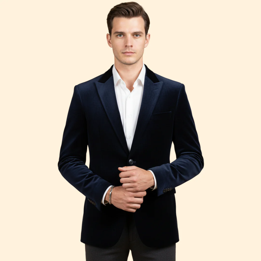 Men’s Velvet Blazer with Single Button Closure - Image 7