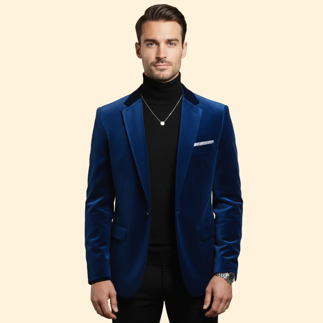 Men’s Velvet Blazer with Single Button Closure - Image 8