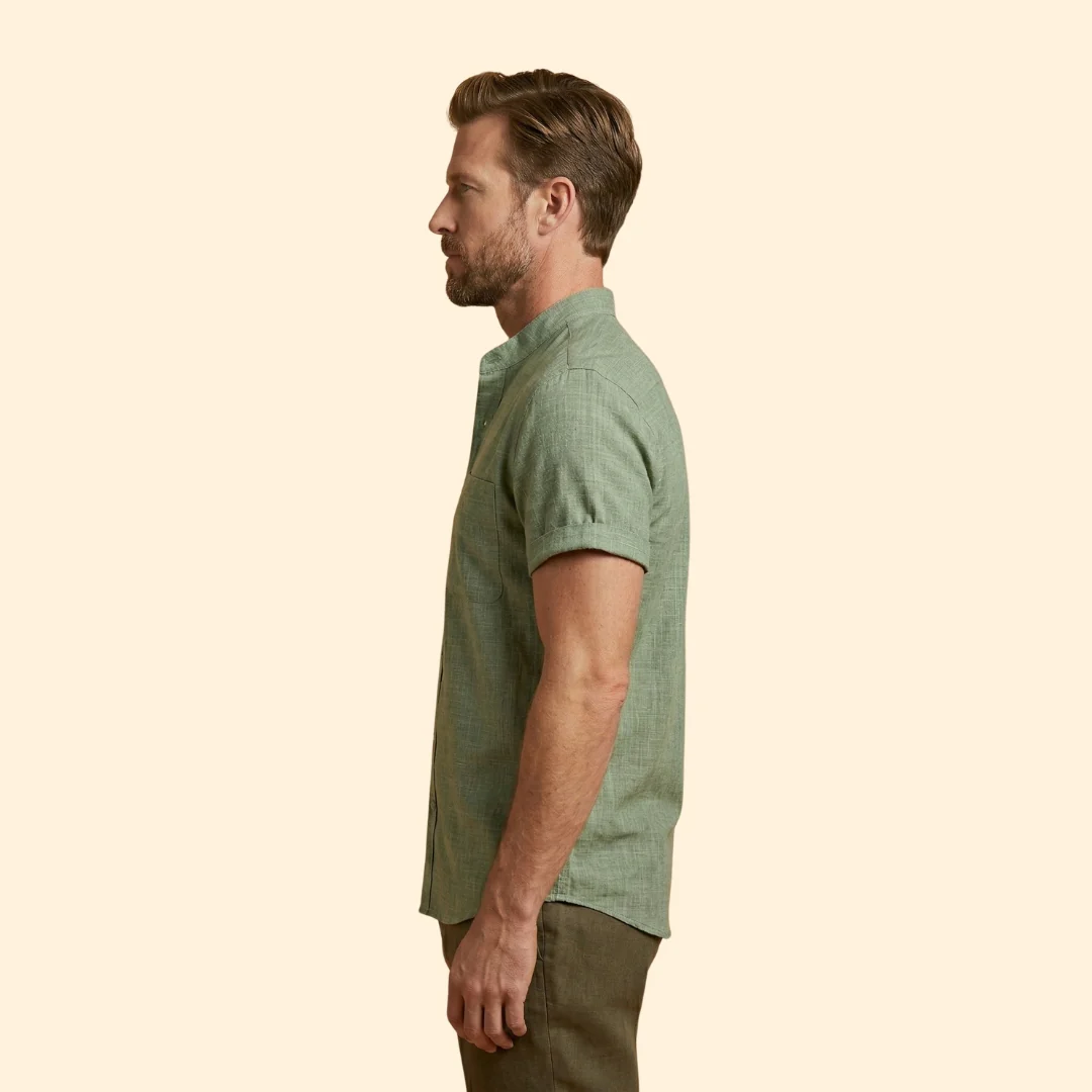 Men’s Woven Shirt with Button Placket - Image 4