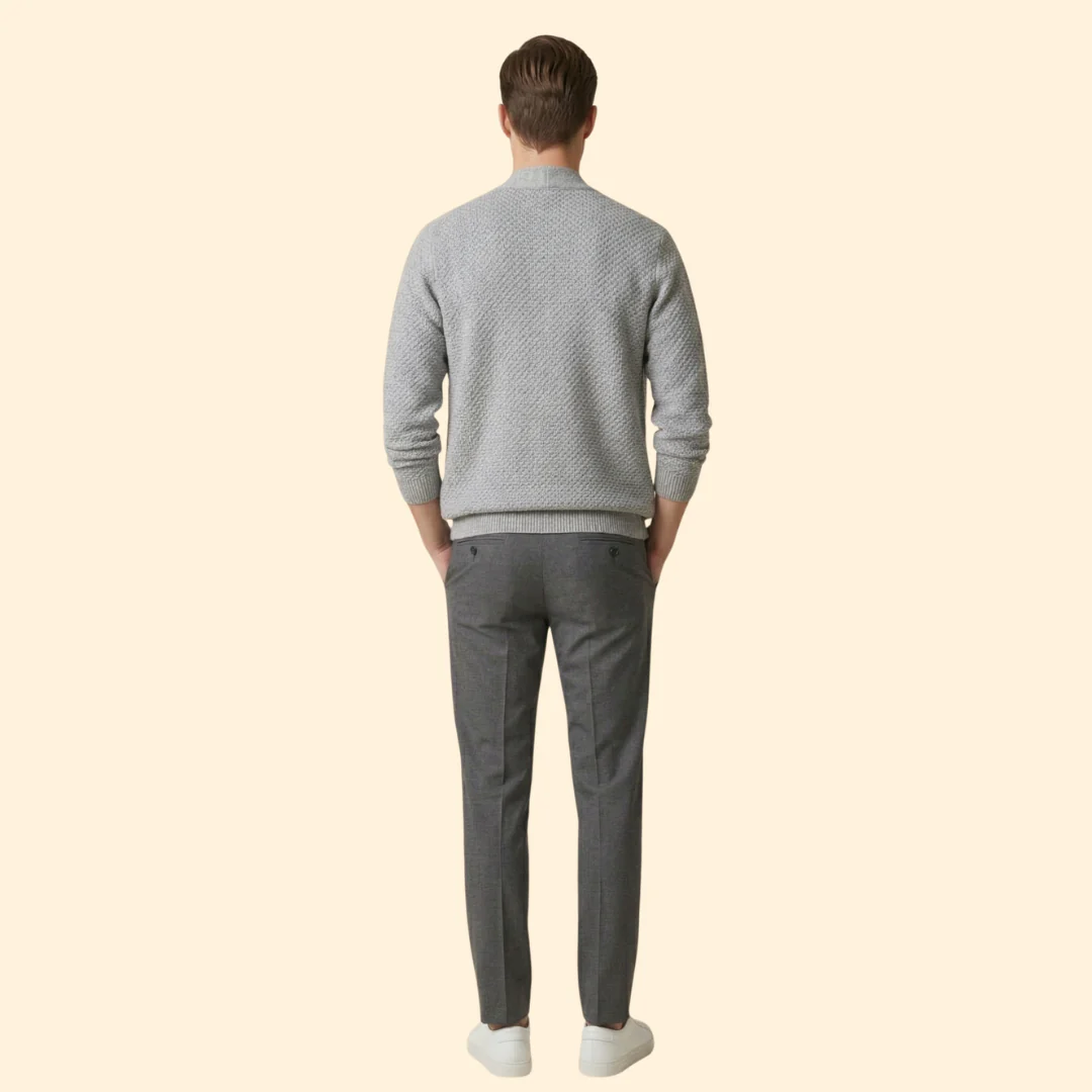 Men's Knitted Cardigan with Open Front and Ribbed Hem - Image 6