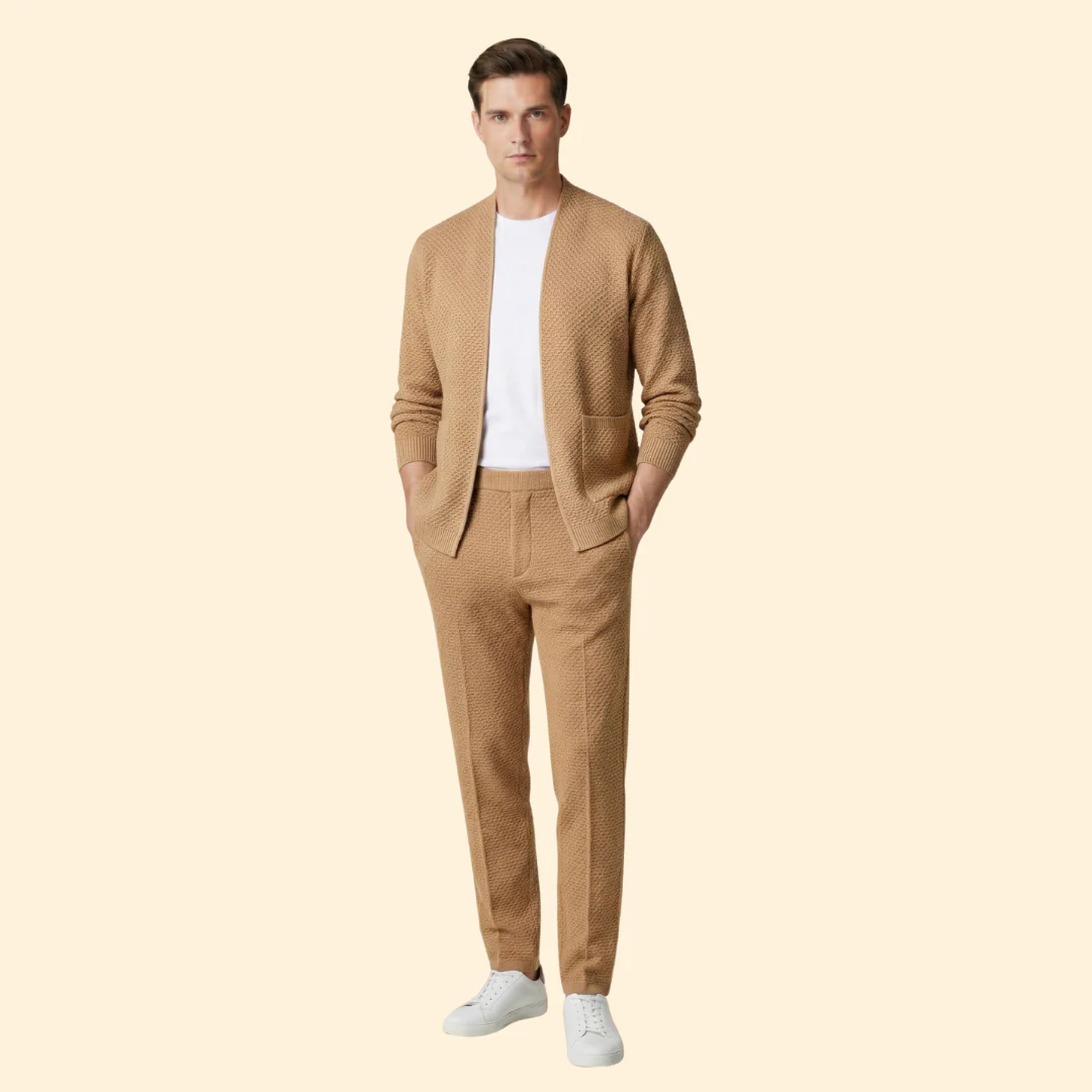 Men's Knitted Cardigan with Open Front and Ribbed Hem - Image 7