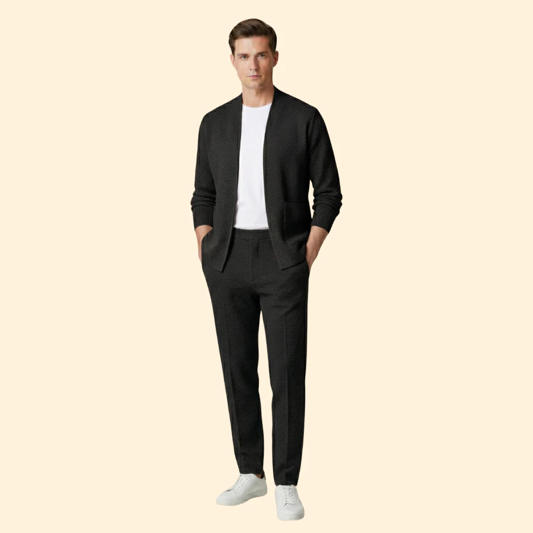 Men's Knitted Cardigan with Open Front and Ribbed Hem - Image 8
