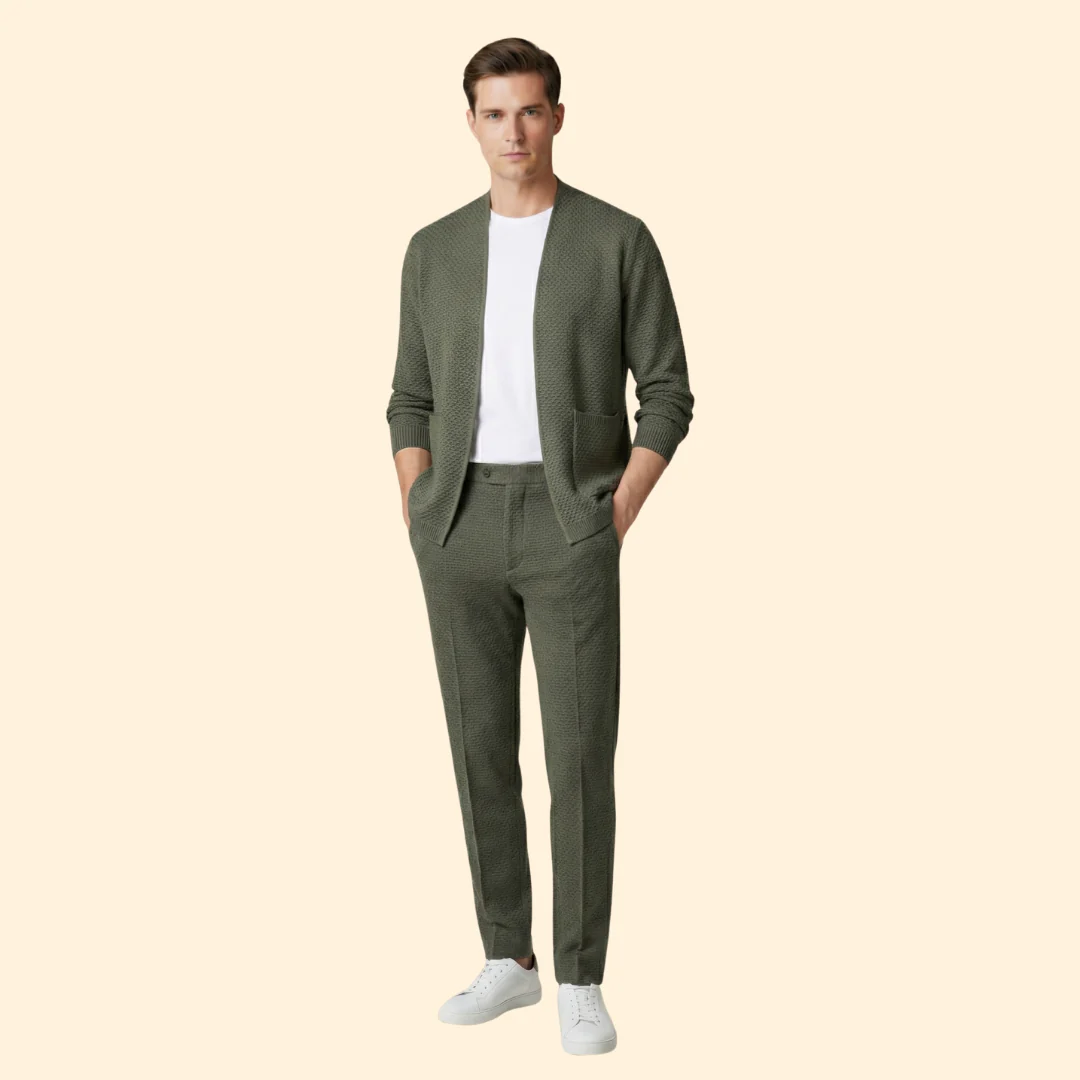 Men's Knitted Cardigan with Open Front and Ribbed Hem - Image 9