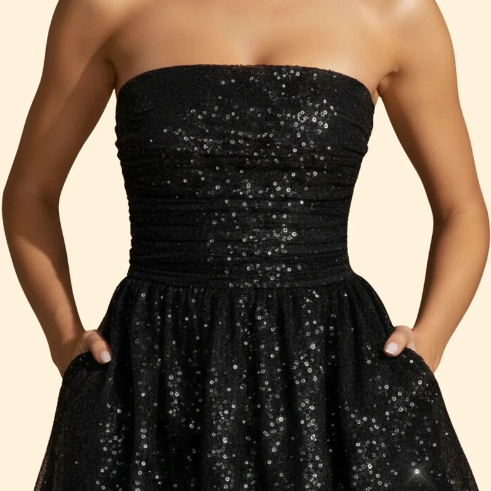 Strapless Glitter Mini Dress - Image 5