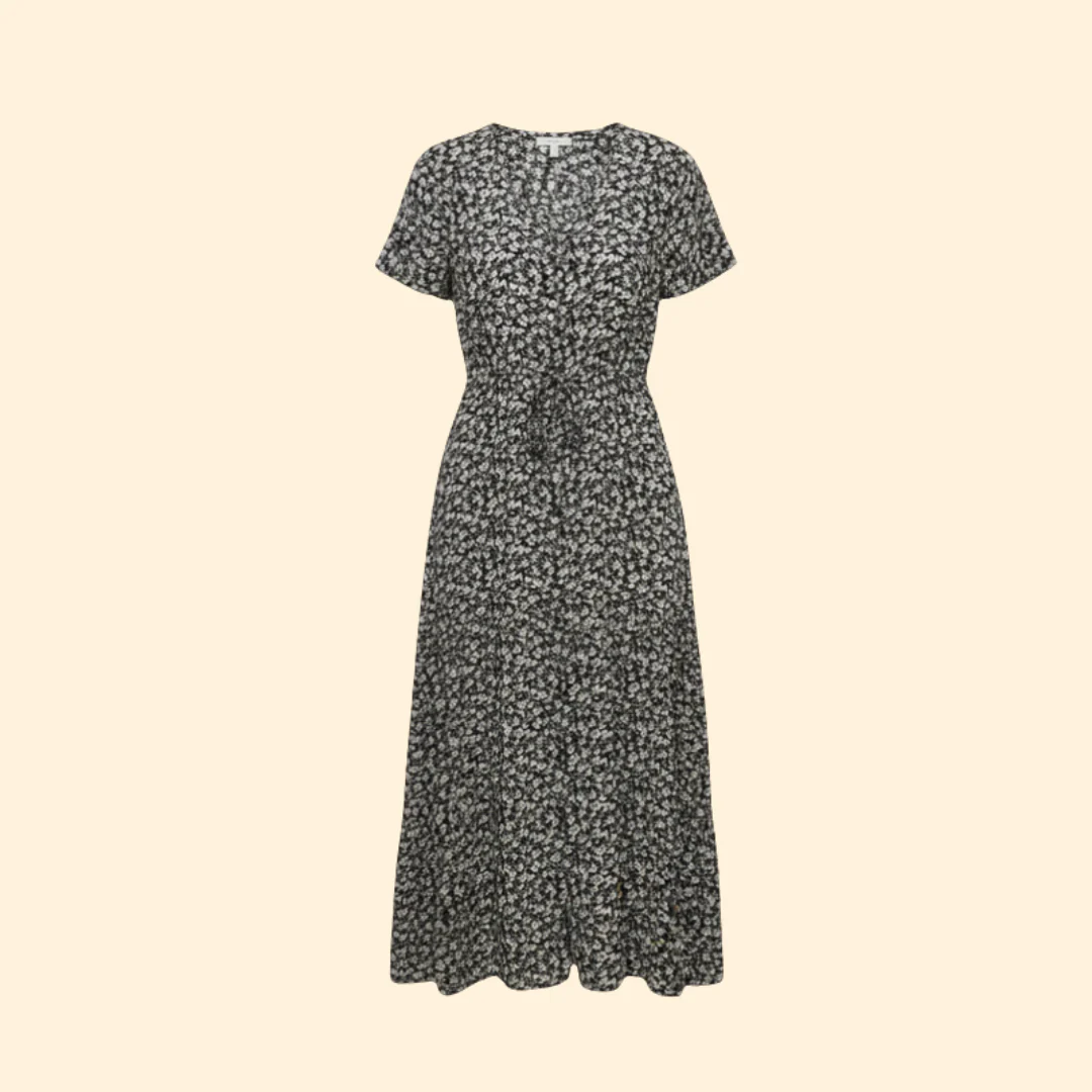 Summer Maxi Dress with V-Neck and Drawstring