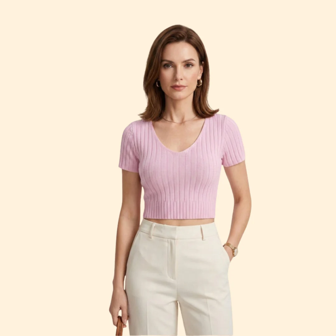 Women’s Crop Top with V-Neckline - Image 2
