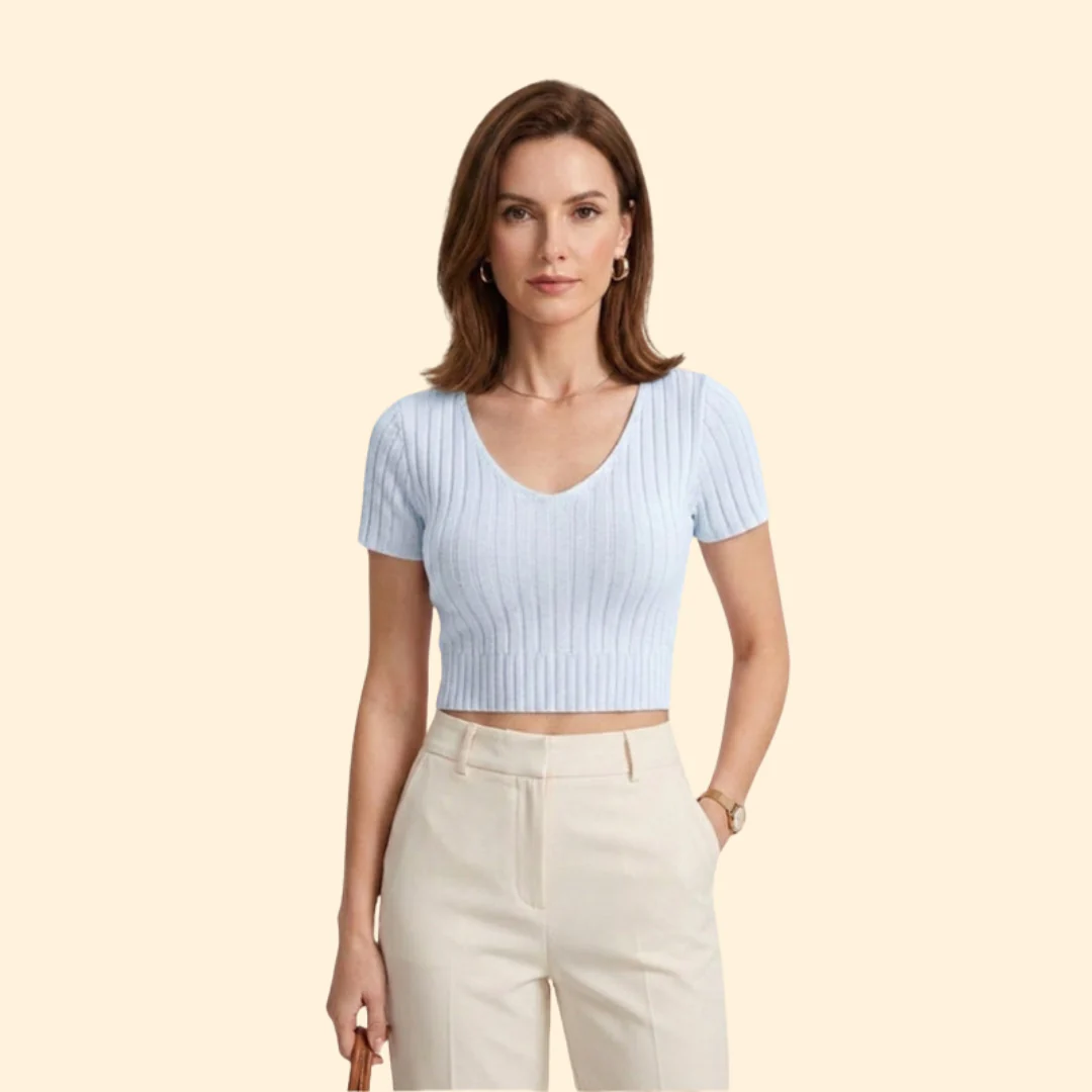 Women’s Crop Top with V-Neckline - Image 6
