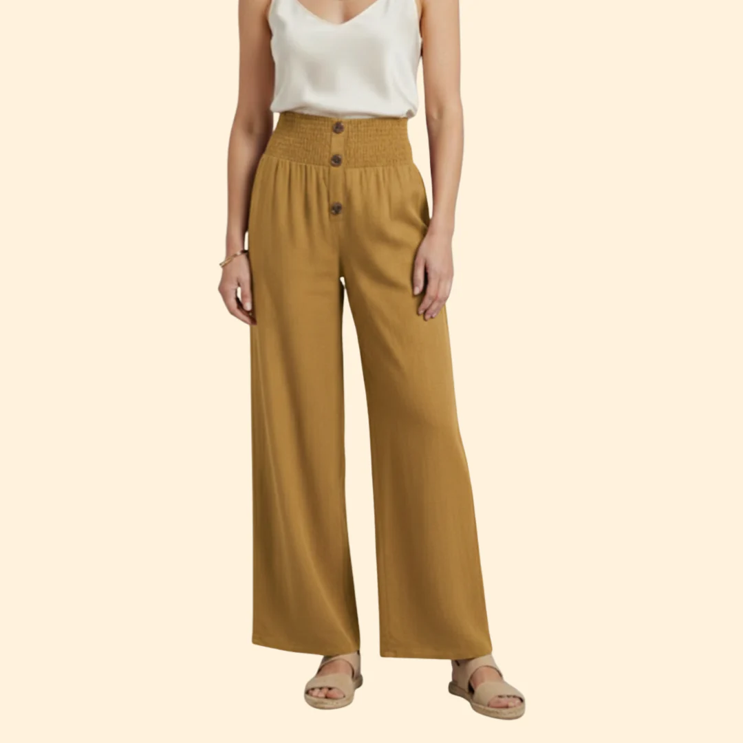 Women’s High-Waisted Pants with Front Button Detail - Image 4