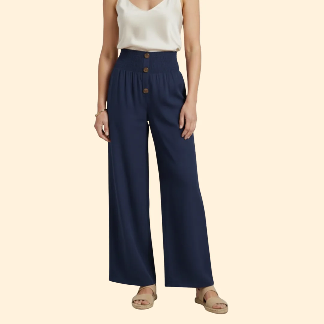 Women’s High-Waisted Pants with Front Button Detail - Image 5
