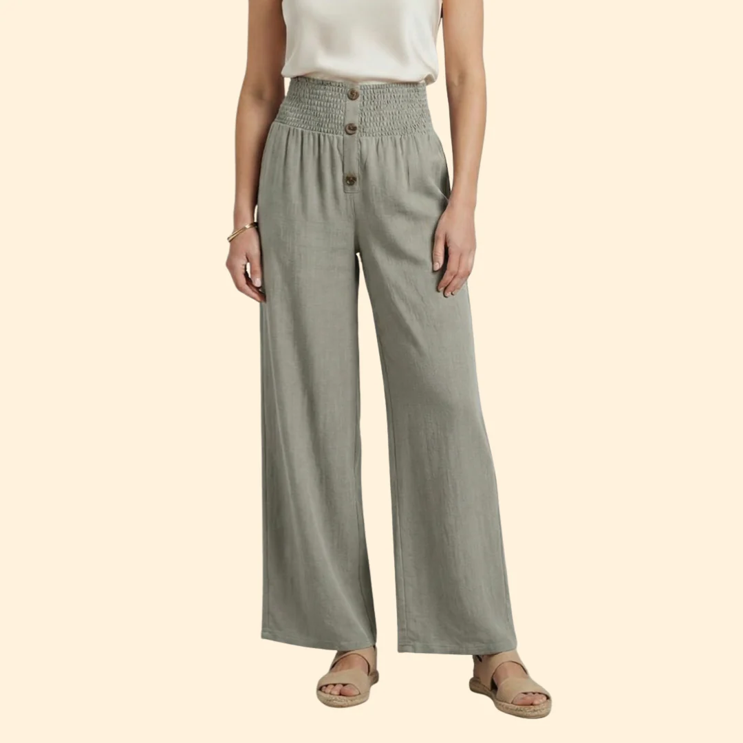 Women’s High-Waisted Pants with Front Button Detail - Image 7