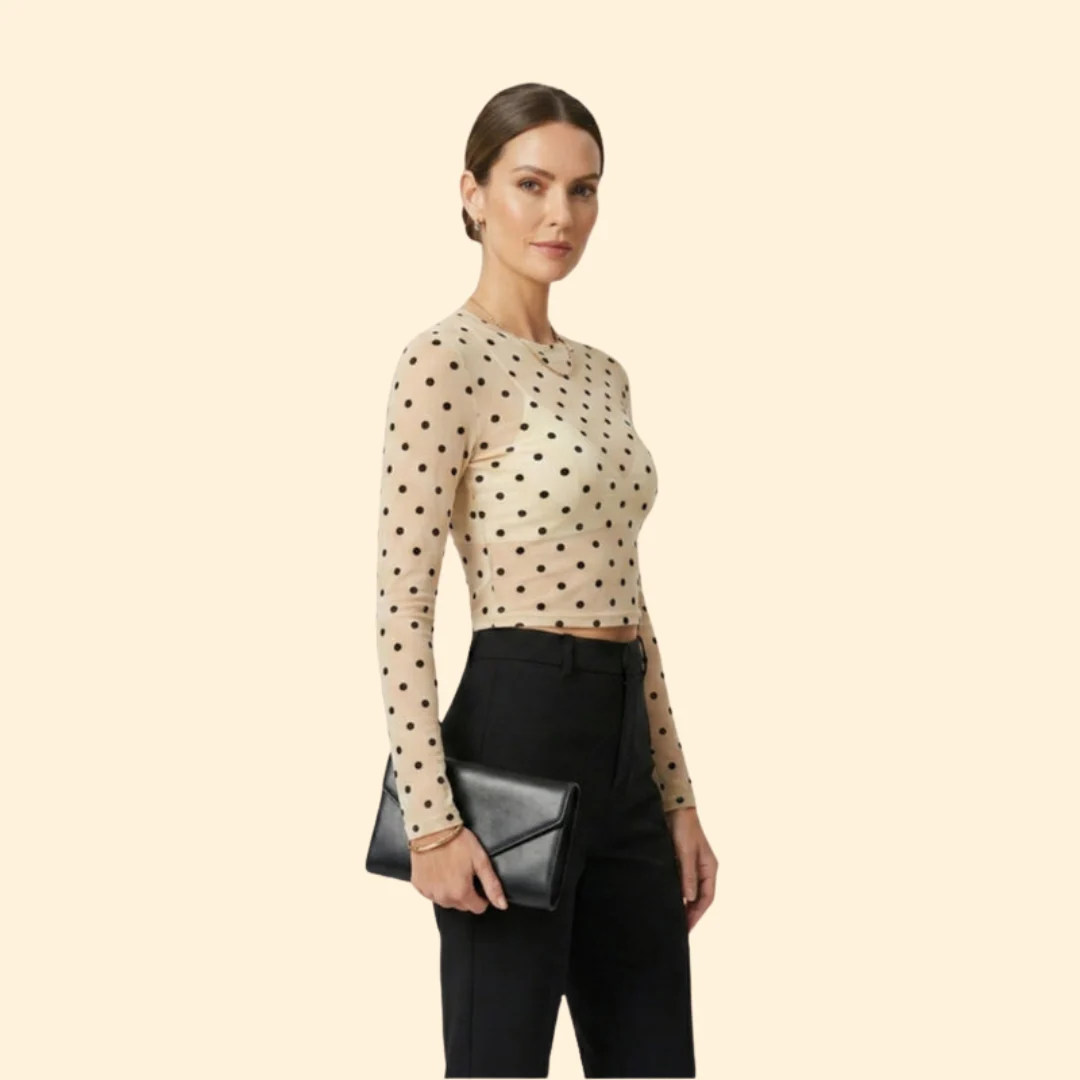 Women’s Long Sleeve Blouse with Crew Neckline - Image 3