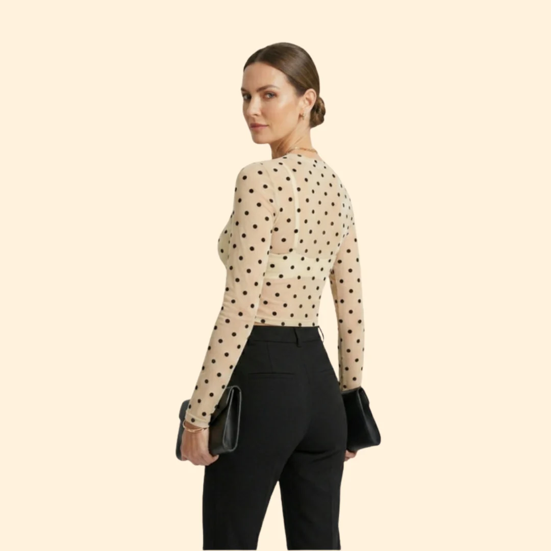 Women’s Long Sleeve Blouse with Crew Neckline - Image 4