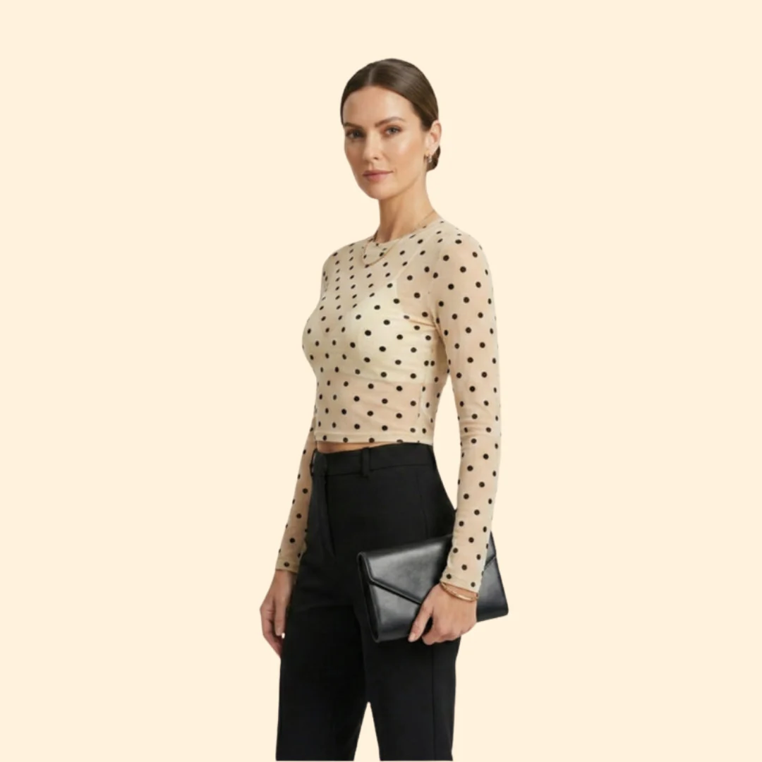 Women’s Long Sleeve Blouse with Crew Neckline - Image 5