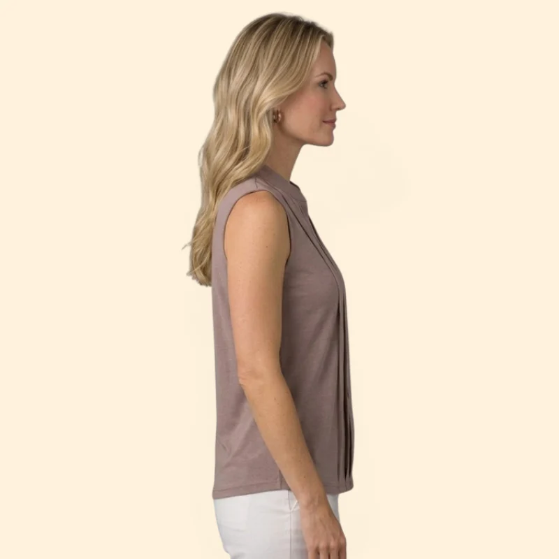 Women’s Sleeveless Blouse with Notched V-Neck - Image 3
