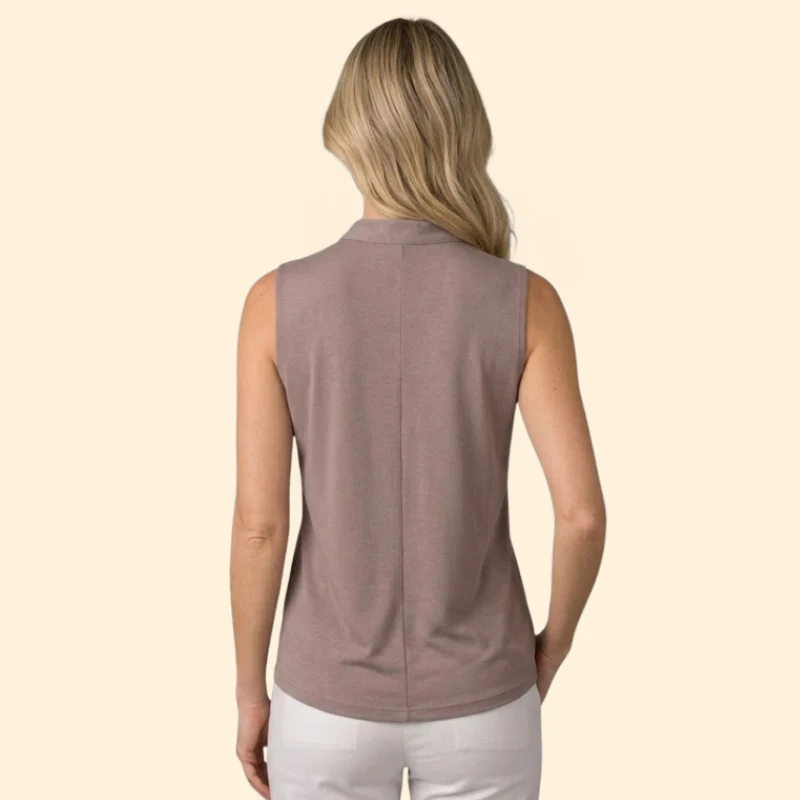 Women’s Sleeveless Blouse with Notched V-Neck - Image 4