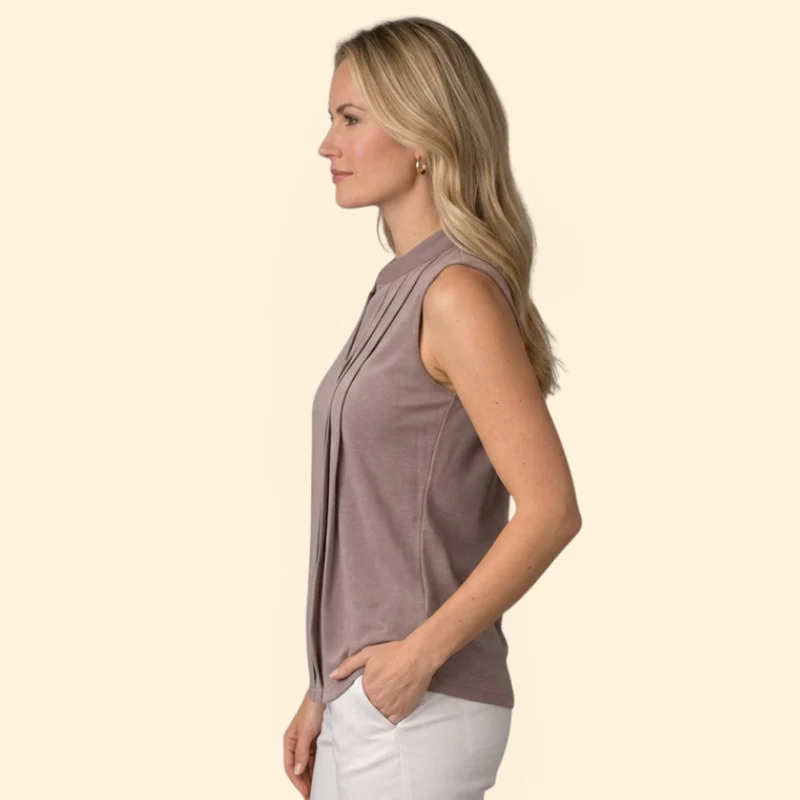 Women’s Sleeveless Blouse with Notched V-Neck - Image 5