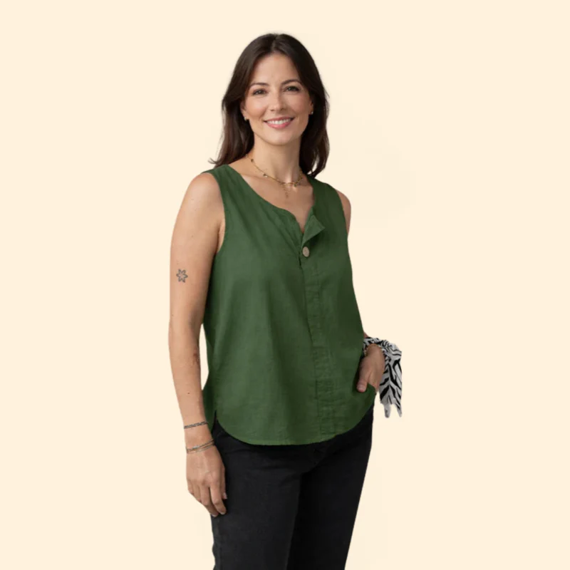 Women’s Sleeveless Blouse with Single Button Detail - Image 3