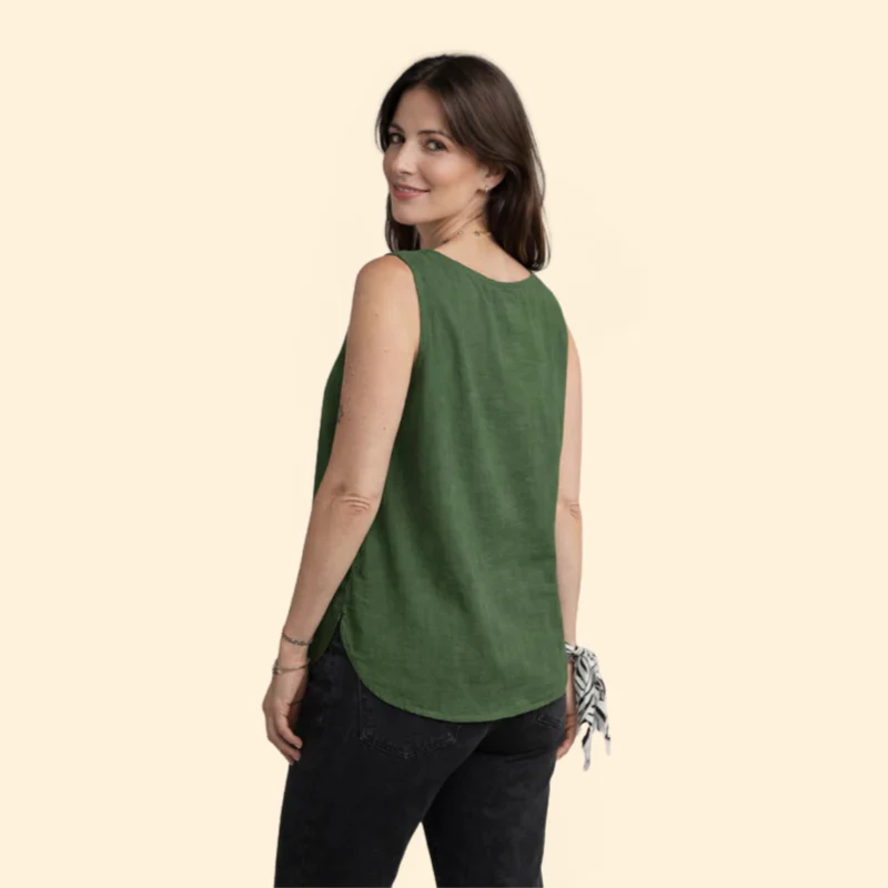 Women’s Sleeveless Blouse with Single Button Detail - Image 4