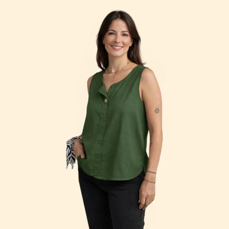 Women’s Sleeveless Blouse with Single Button Detail - Image 5