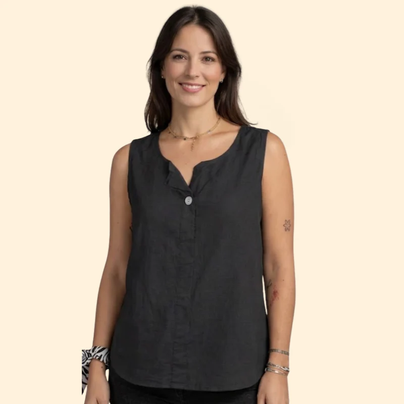 Women’s Sleeveless Blouse with Single Button Detail - Image 8