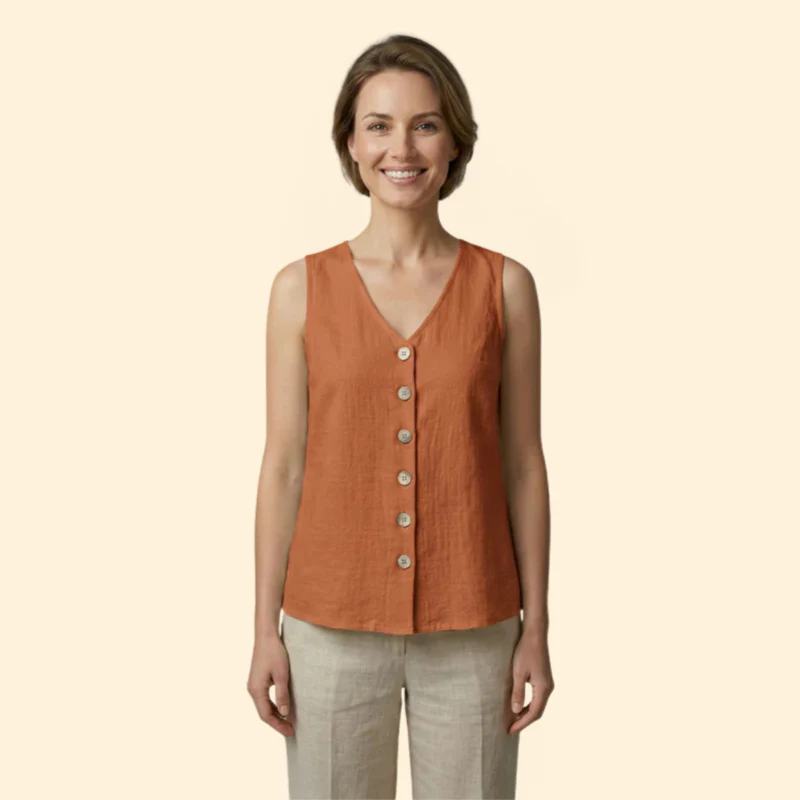 Women’s Sleeveless Blouse with V-Neckline - Image 10