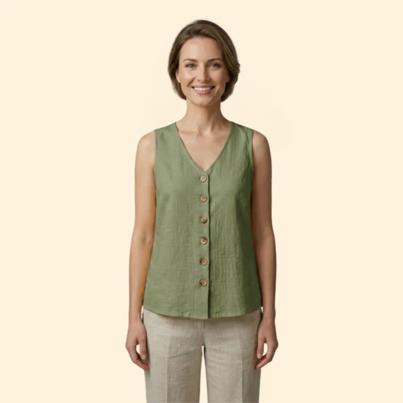 Women’s Sleeveless Blouse with V-Neckline - Image 12