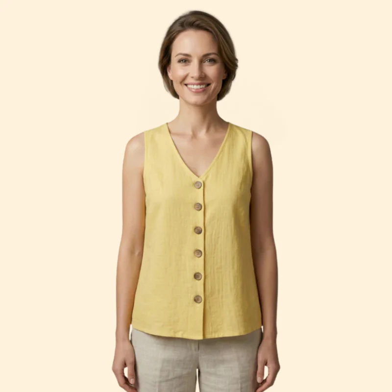 Women’s Sleeveless Blouse with V-Neckline - Image 2