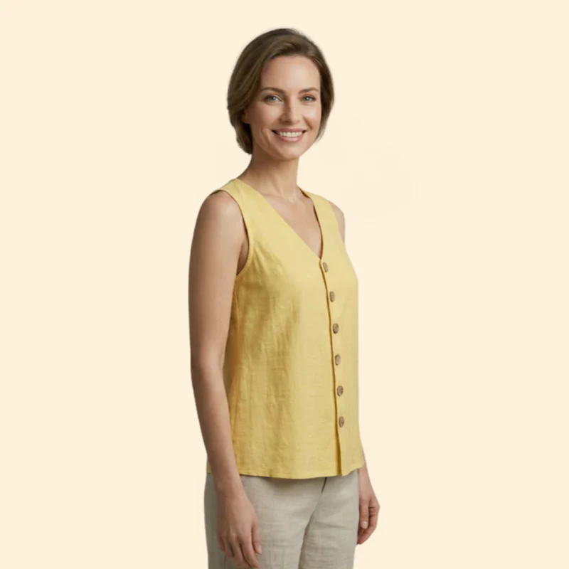 Women’s Sleeveless Blouse with V-Neckline - Image 3