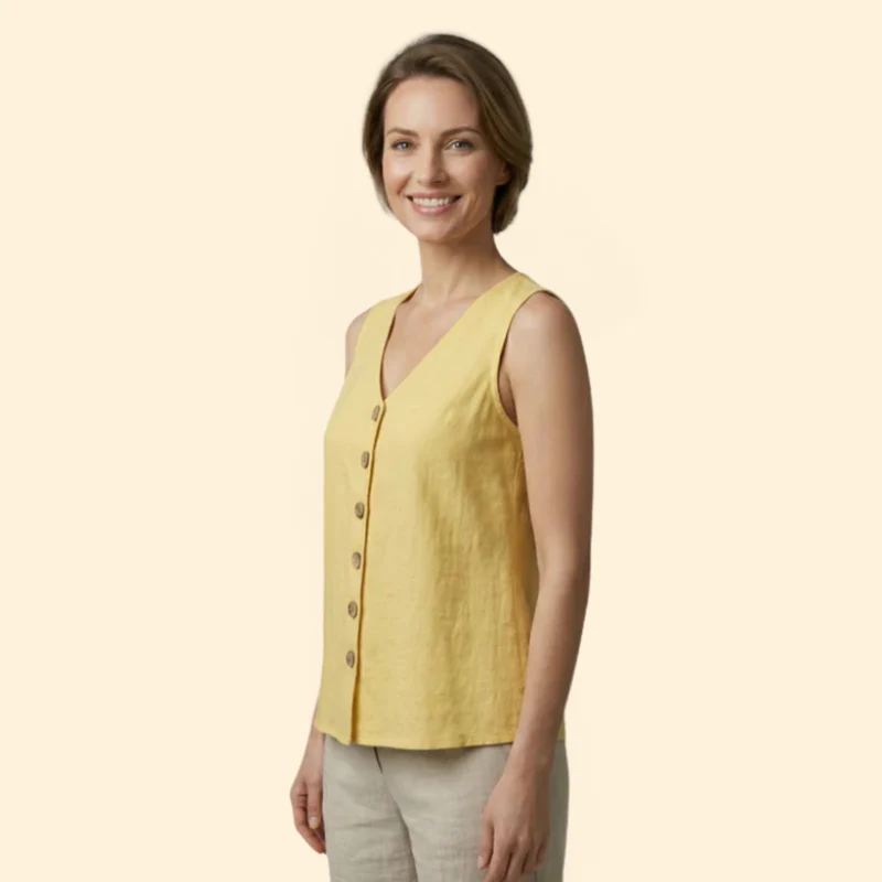 Women’s Sleeveless Blouse with V-Neckline - Image 5