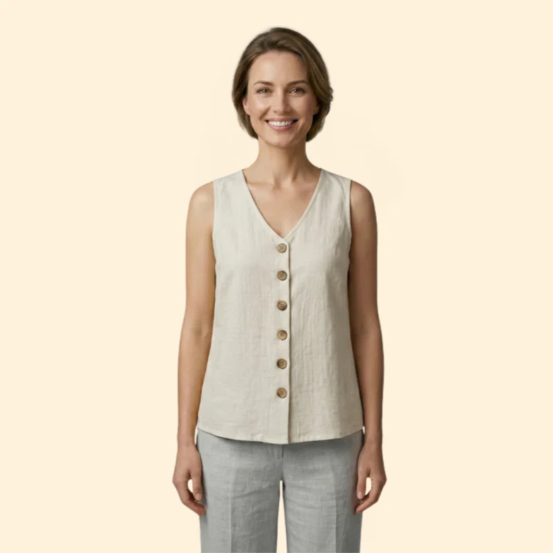 Women’s Sleeveless Blouse with V-Neckline - Image 6