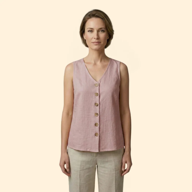 Women’s Sleeveless Blouse with V-Neckline - Image 7