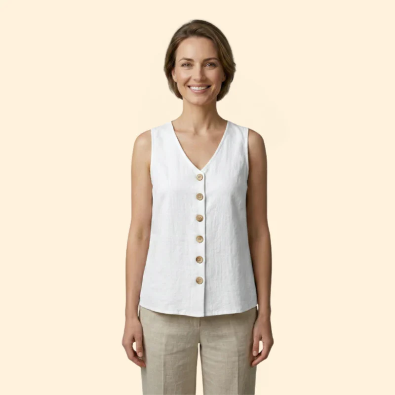 Women’s Sleeveless Blouse with V-Neckline - Image 8