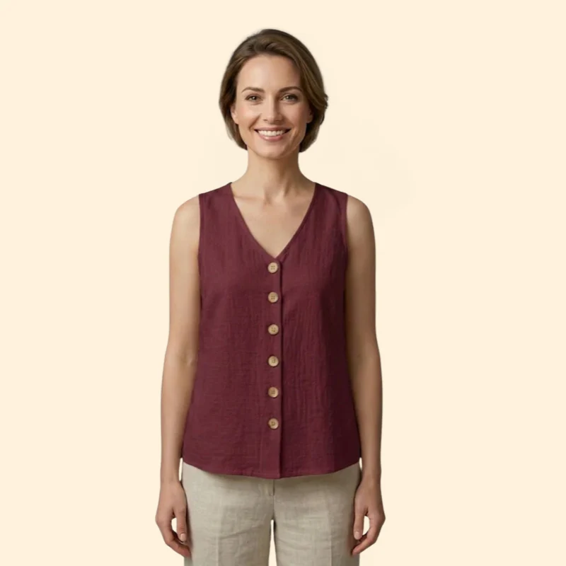 Women’s Sleeveless Blouse with V-Neckline - Image 9