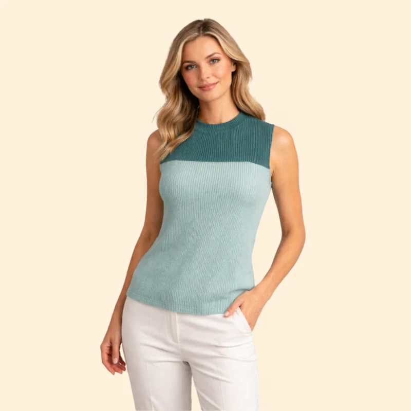 Women’s Sleeveless Top with Crew Neckline - Image 6