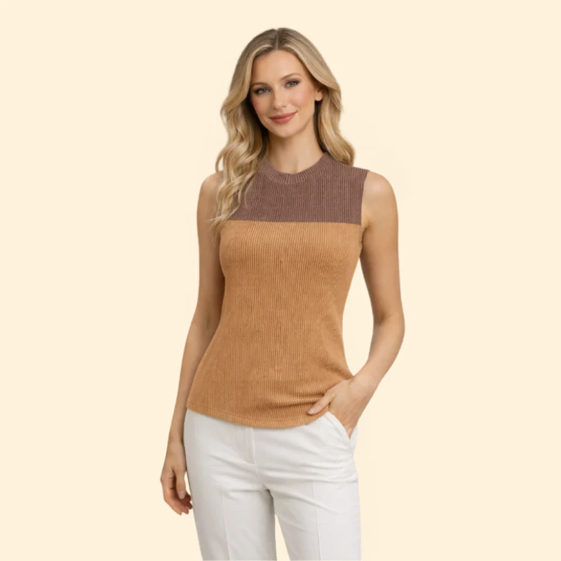 Women’s Sleeveless Top with Crew Neckline - Image 9